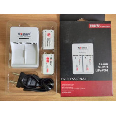2 х Акумулятора Li-Ion типу Крона 9V/6F22 Soshine 8.4V 650mAh/Зарядка
