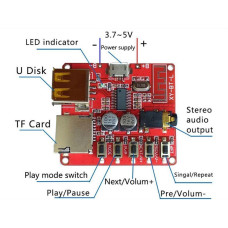 Mp3 Декодер Bluetooth 4.1, ПЛЕЕР, MP3 МОДУЛЬ, USB, MICROSD, 3W