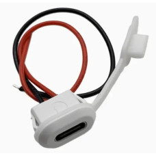Роз'єм USB  type-C "мама" врізний з защіпками для фіксації , білий + заглушка