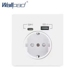 Євро розетка WallPad 220V 16A з портами зарядки USB+Type-C 5V 2.1A