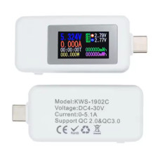 USB-тестер для измерения ёмкости,тока,времени 4-30V 5A  (KWS-1902C)