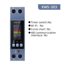 Ватраметр Keweisi KWS-303WF (Вимірювач напруги, струму, потужності) AC 100-290V 40A (1P DIN)