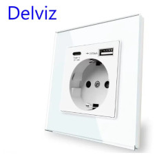 Євро розетка Delviz 220V 16A з портами зарядки USB+Type-C 5V 3.1A