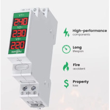Tongou трехфазный измеритель напряжения на DIN-рейку 1P 60-450V AC