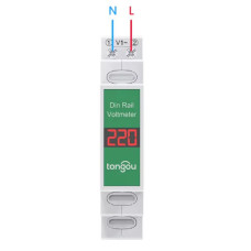 Tongou Однофазный измеритель напряжения на DIN-рейку 1P 60-450V AC