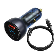 Автомобильная быстрая зарядка Baseus 65W PPS Type-C / USB-A  Fast Charger +кабель type-C to type-C 1м.