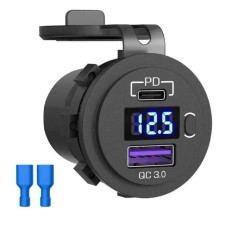 Автомобильная быстрая зарядка c вольтметром 12/24V 48W PD3.0/QC3.0 Type-C/USB-A Автомобильная быстрая зарядка c вольтметром 12/24V 48W PD3.0/QC3.0 Type-C/USB-A