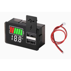 Универсальный индикатор заряда (li-ion/LiFePO4/Pb) с вольтметром 8-100V DC белый, USB+USB, с заглушкой