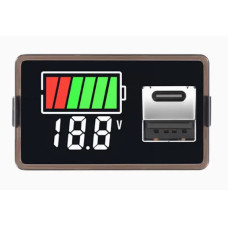 Универсальный индикатор заряда (li-ion/LiFePO4/Pb) с вольтметром 8-100V DC белый, USB+type-C