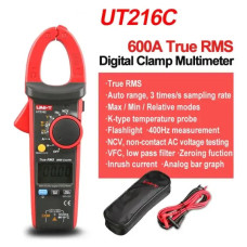 UNI-T UT216C, 600A AC/DC, токоизмерительные клещи, с функцией измерения ёмкости, сопротивления и температуры